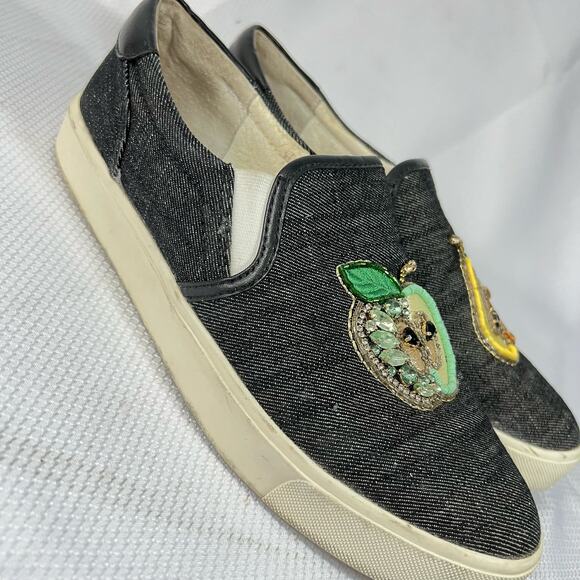 SAM EDELMAN Evelina Pear Apple Jeweled Embroidered Sneaker Women 9 - Picture 10 of 14